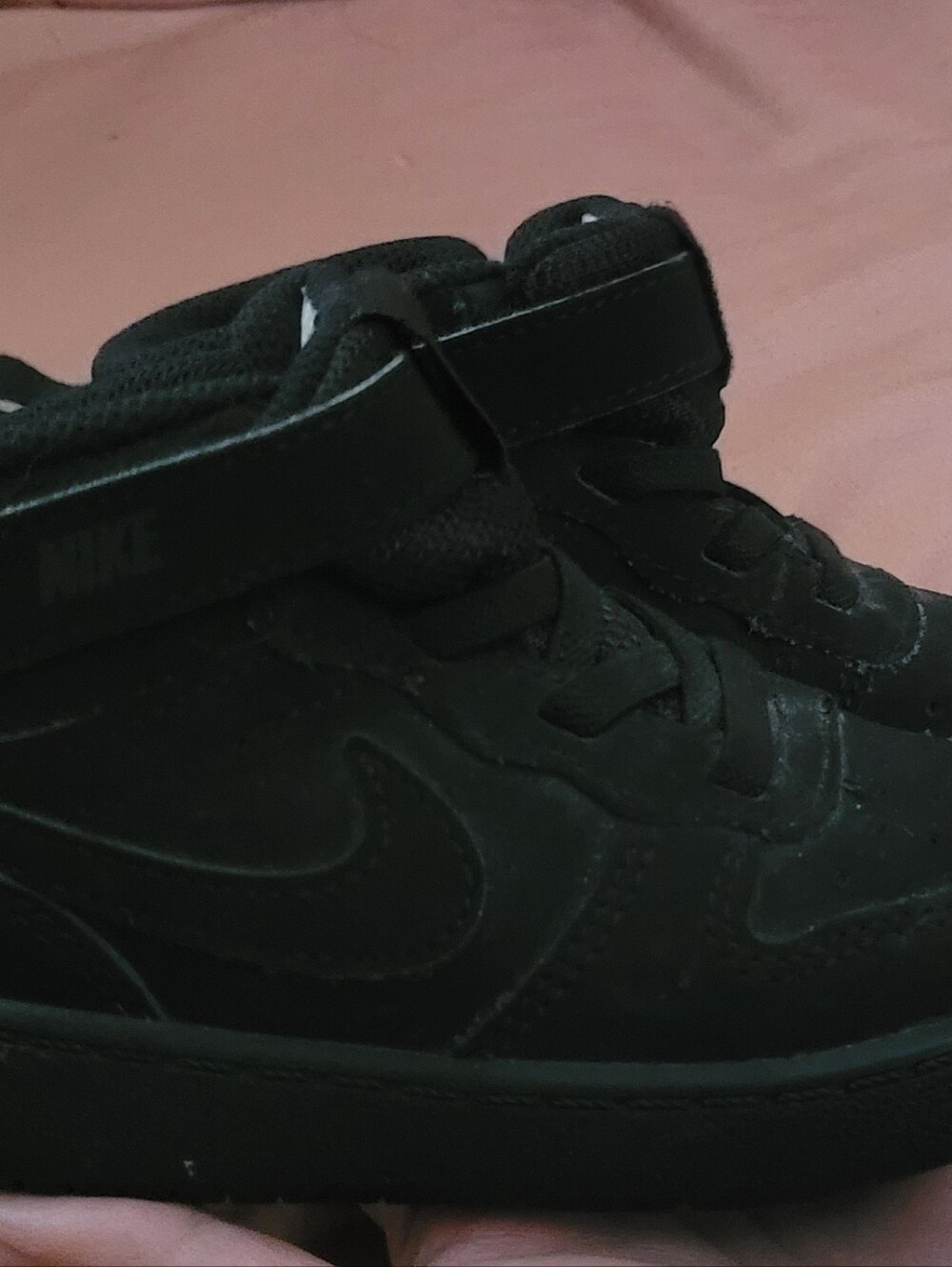 Nike Kids Black High-Top Sneakers with Strap